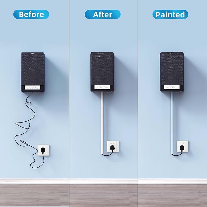 Yecaye 128in Mini Cord Hider for 1 Mini Wire, On-Wall Cord Cover Channel - Image 5