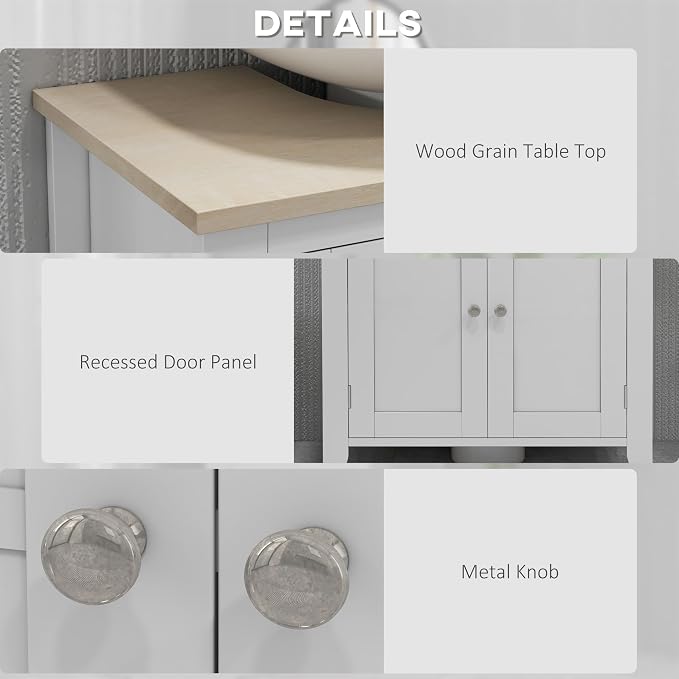 kleankin Pedestal Sink Storage Cabinet, Under Sink Cabinet - Image 7