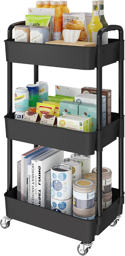 Laiensia 3-Tier Storage Carts, Mobile Shelving Unit Cart by Laiensia