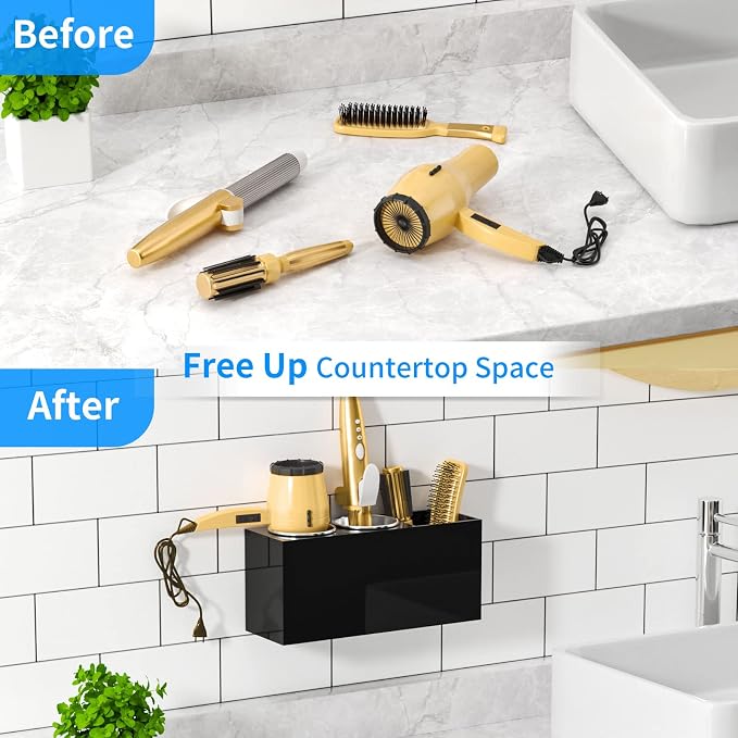 NIUBEE Hair Dryer Holder, Hair Tool Organizer Wall Mount, Blow Dryer Holder - Image 7
