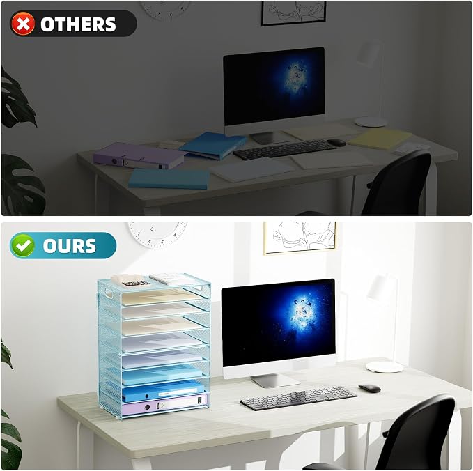 Marbrasse Paper Organizer Letter Tray, 9 Tier Mesh File Organizer - Image 4