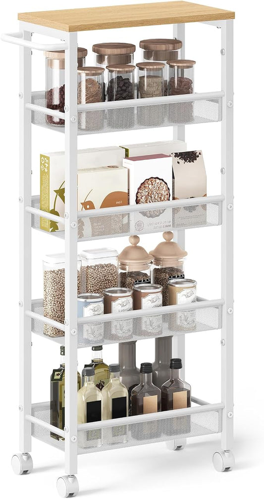VASAGLE Slim Rolling Cart, 5-Tier Storage Cart, Narrow Cart by VASAGLEbySONGMICSHOME