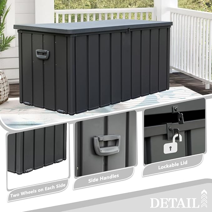 Domi 120 Gallon Deck Box, Metal Outdoor Storage Box - Image 8