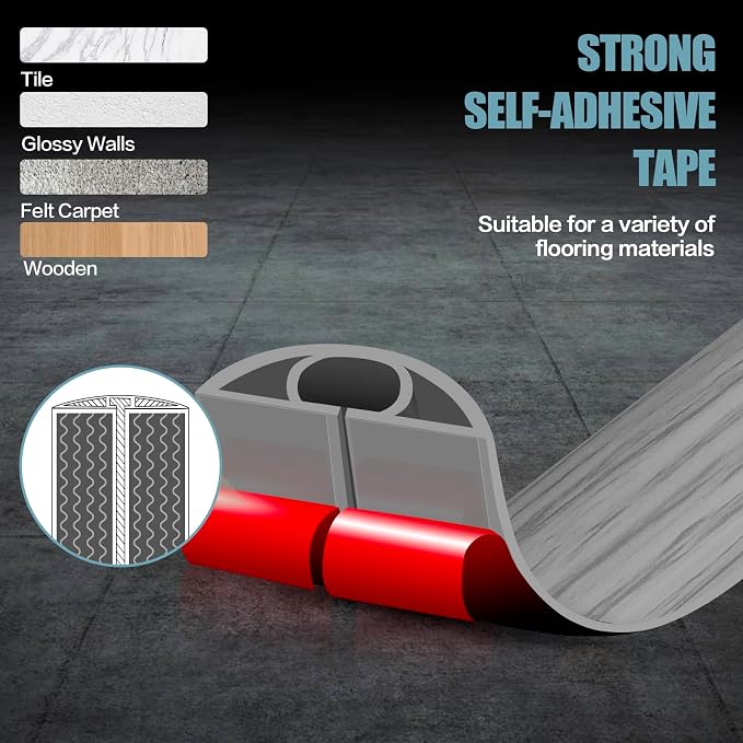 Floor Cord Cover Self Adhesive Cord Hider, 20FT Cable Management, Extension - Image 4