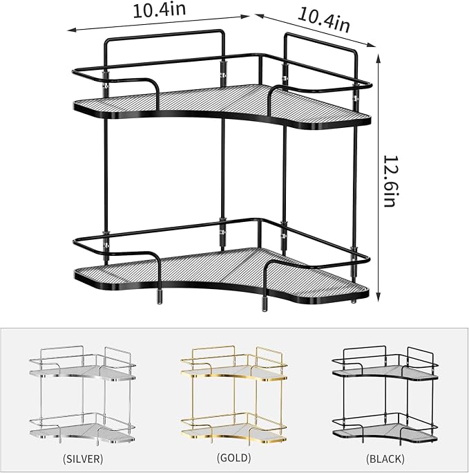 Seoneiro 2 Tier Corner Bathroom Counter Organizer, Cosmetic Skincare Organizer - Image 3