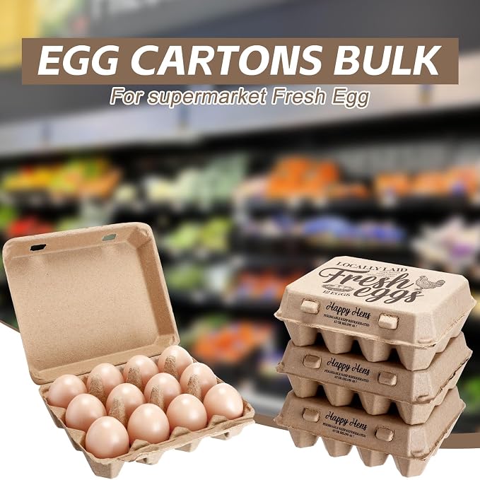 Zhanmai 100 Pack Egg Carton Bulk 12 Chicken Duck Egg Carton Vintage Printed - Image 5