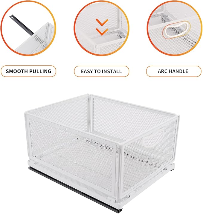 Sliding Cabinet Basket Organizer Drawer Self Adhesive Slide out Pantry Shelves - Image 5