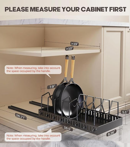 Pull Out Pots and Pans Organizer Under Cabinet, Sliding Lid Holder and Pan Rack - Image 2
