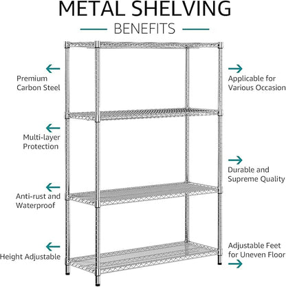 IZEUK 3400 LBS Garage Shelving Wide Storage Shelves 4 Tier Metal Shelves Heavy - Image 5