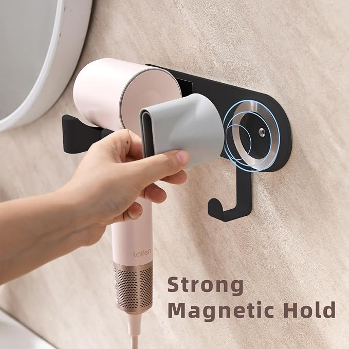 Hair Dryer Holder Wall Mounted, Hair Dryer Organizer Self Adhesive Compatible - Image 4
