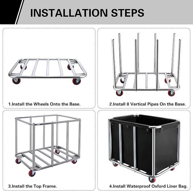 Commercial Laundry Cart with Wheels, 400L Large Industrial Laundry Cart - Image 6