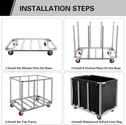Commercial Laundry Cart with Wheels, 400L Large Industrial Laundry Cart - Image 6
