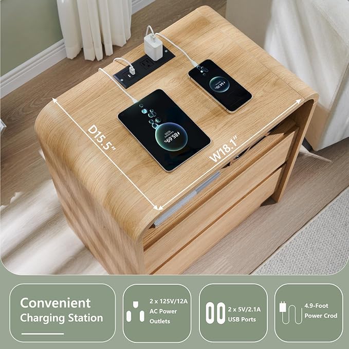 25" Tall Modern Nightstand - Image 3