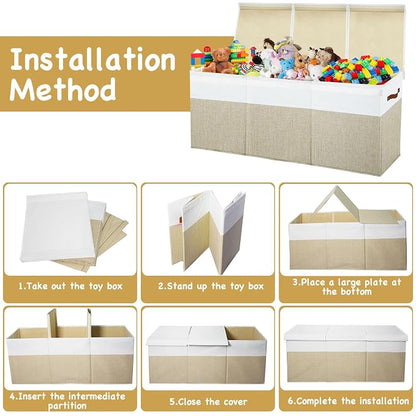 Large Toy Box Chest, Toy Storage Organizer, Storage Bins - Image 9