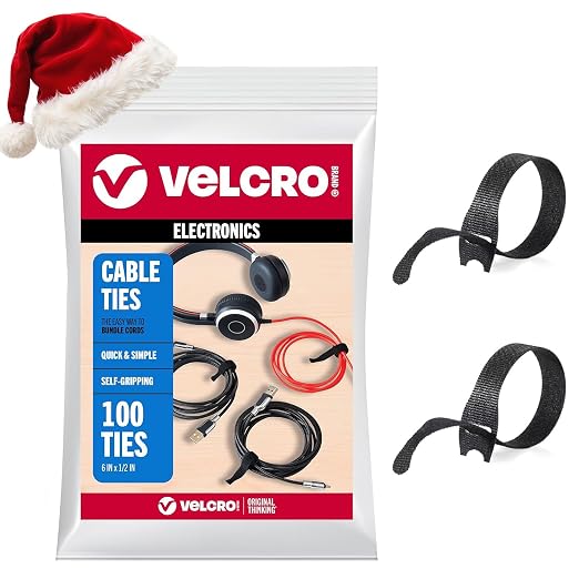 Velcro Brand Reusable Cable Ties – Mens Stocking Stuffers 2025, 100 Pack 6 Inch by VELCRO%C2%AEBrand