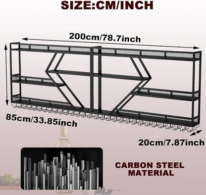 78.7in Wine Rack Wall Mounted, Modern Wine Storage Rack Wall Mounted - Image 2