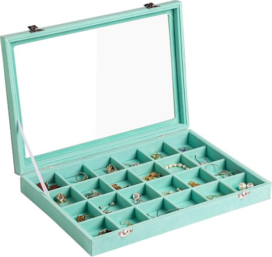 Frebeauty Velvet Jewelry Tray, 24 Grid Jewelry Organizer by Frebeauty