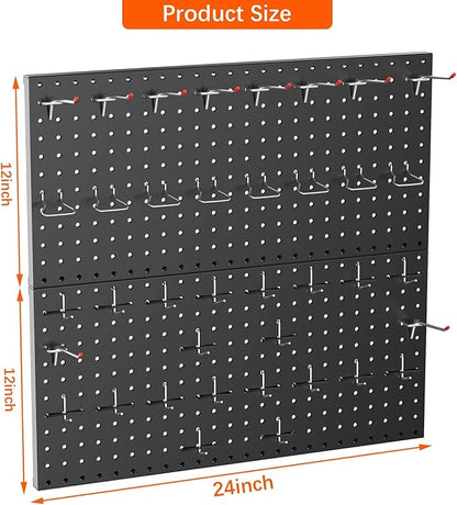 TORACK Metal Pegboard Wall Organizer 24" x 24" or 12" x 48" - Image 3