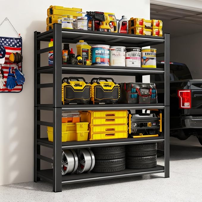 77"H-47"W Garage Shelving-3000LBS 5 Tier Storage Shelves, Adjustable Heavy Duty by KILISTEELS