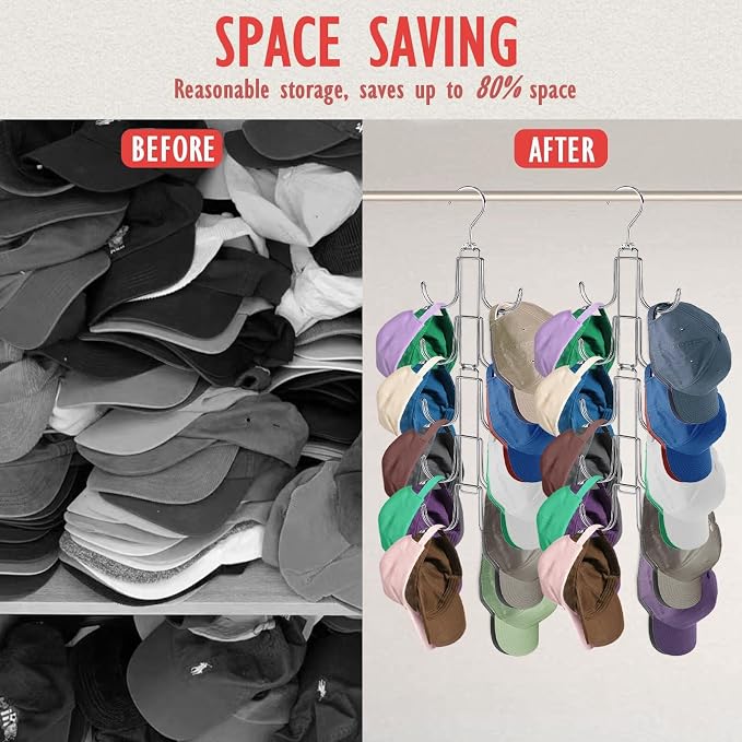 Hat Organizer for Closet, Collapsible Caps Rack - Image 3