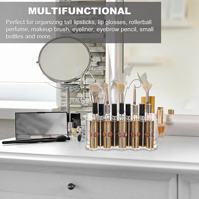 ELLDOO Rollerball Perfume Organizer, 23 Spaces Clear Acrylic Perfume Storage - Image 7