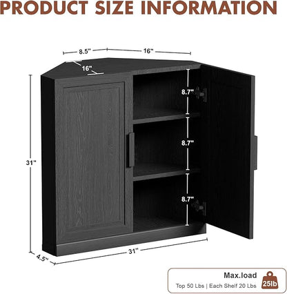 Casaphoria Farmhouse Corner Cabinet, Wooden Corner Storage Cabinet - Image 2