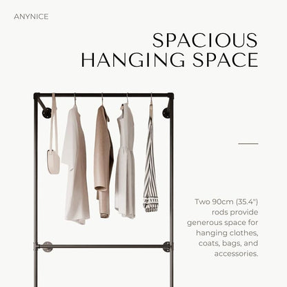 Industrial Pipe Clothing Rack, Heavy Duty Wall Mounted Clothes Rack, Retail - Image 4