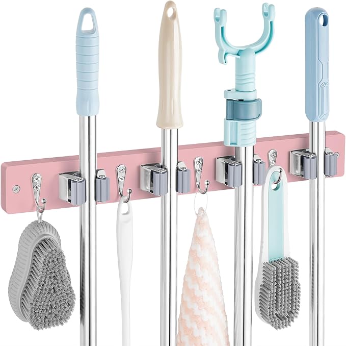 Pink Mop Broom Holder Wall Mount by OUTNILI