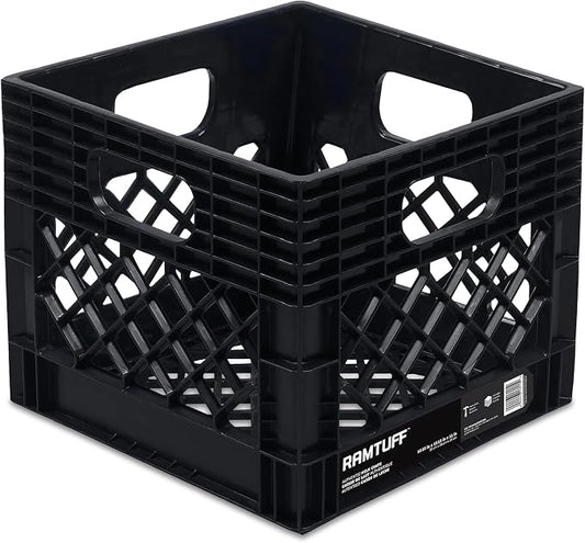 Ramtuff 1 Pack Storage Milk Crate, Durable Plastic Home Organizers, Stackable by Ramtuff