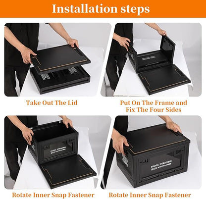 Collapsible Storage Bins with Lids, Portable Foldable Box with 2 Side Doors - Image 5