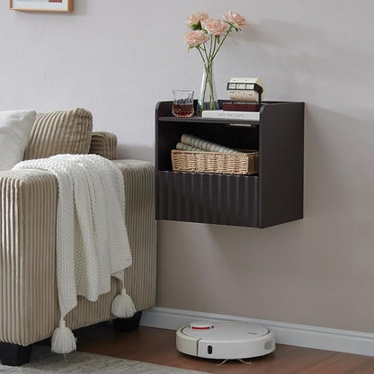 Modern Fluted Floating Nightstand Wall Mounted by BuildHom
