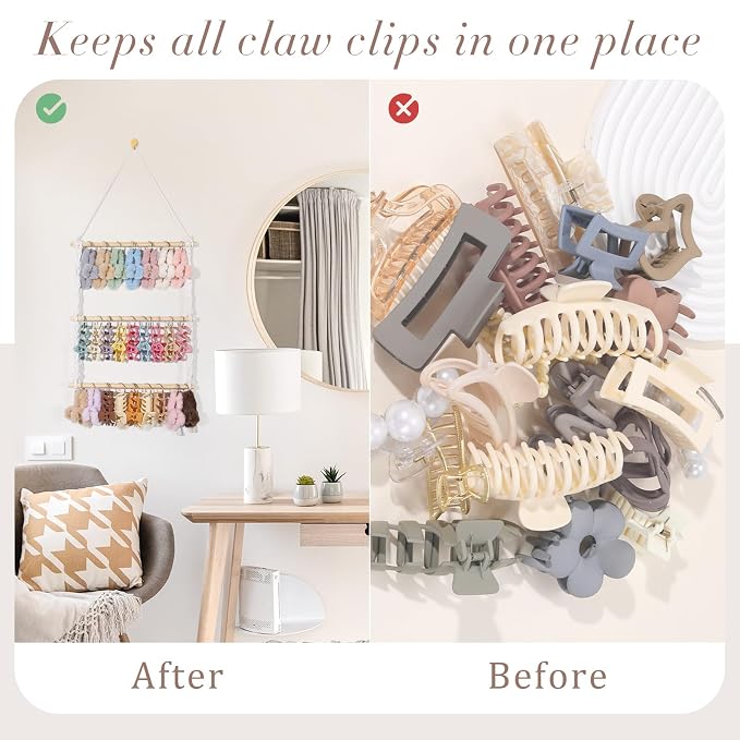 SNOWSTAR Macrame Hair Claw Clip Organizer - Image 3