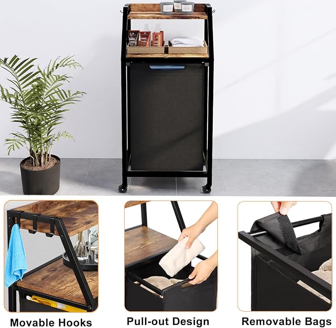 Laundry Hamper, Laundry Sorter, Rolling Laundry Basket - Image 4