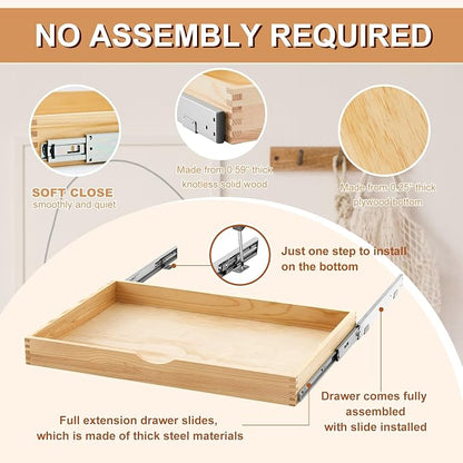 Menkxi 2 Set Pull out Tray Cabinet Organizer Wooden Pull Drawers storage Slide - Image 3
