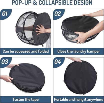 Mesh Popup Laundry Hamper 115L Foldable Laundry Basket Extra Large Capacity - Image 6