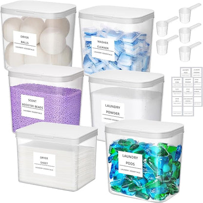Lifewit 5+1 Laundry Pods Container & Dryer Sheet Holder, Large Powder Detergent by Lifewit