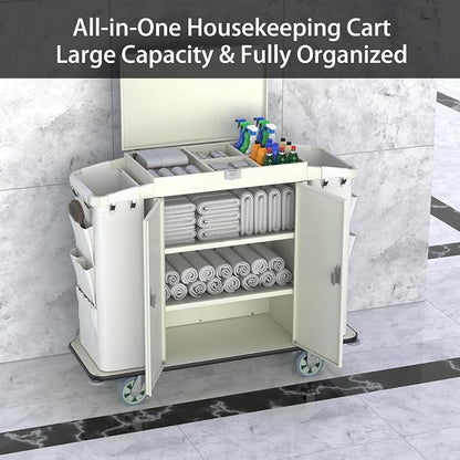 Heavy Duty Metal Housekeeping Janitorial Cart - Image 7