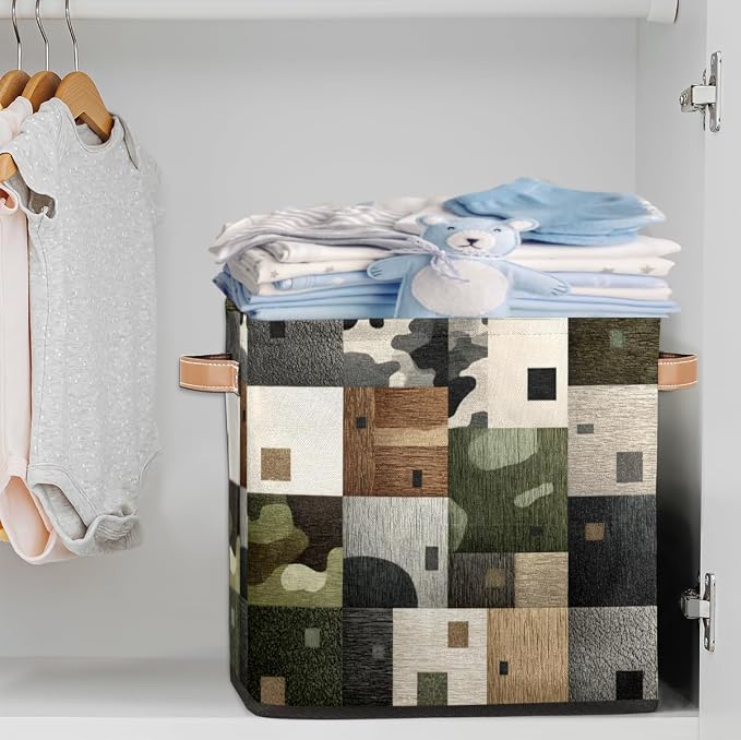TropicalLife 13x13x13 Inch Large Fabric Storage Cube Geometric Pattern Foldable - Image 2