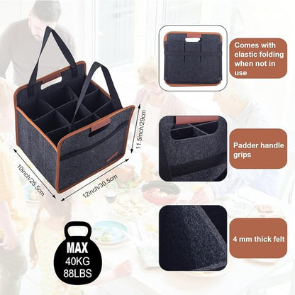 9 Bottle Wine Tote Bag, Insulated Thermal Padded Wine Carrier Tote, Reusable - Image 2