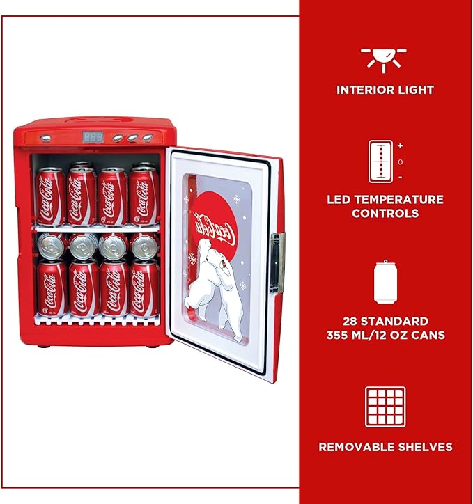 Coca-Cola 25L Retro Mini Fridge Polar Bear Design Portable Cooler/Warmer - Image 4