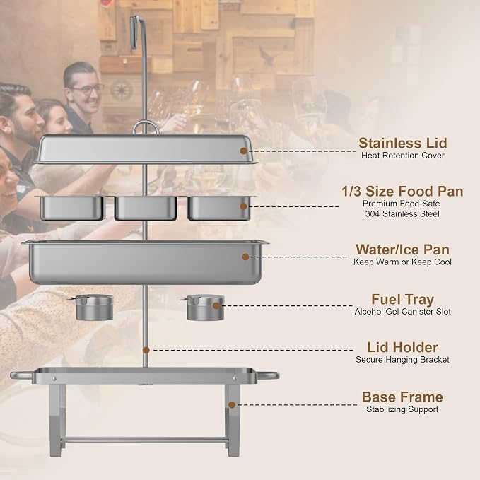 Chafing Dishes Buffet Set for Food Warming and Serving, 11QT Stainless Steel - Image 5
