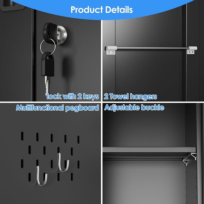 SUXXAN Broom Closet Storage Cabinet, 61.6" x 11.7" x 27.5" Metal Cleaning - Image 5