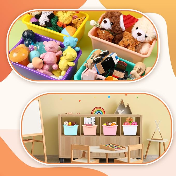 Dandat 24 Pcs Book Bins for Classroom Plastic Cubby Bins Bulk Classroom Storage - Image 4