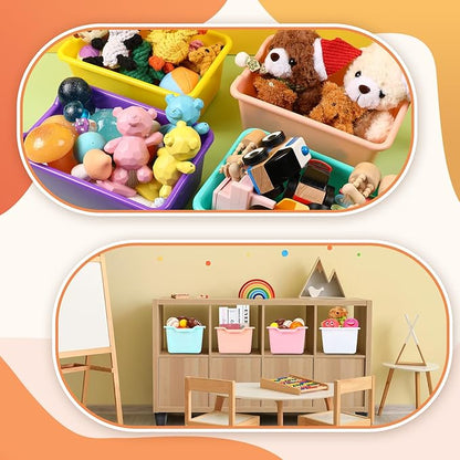 Dandat 24 Pcs Book Bins for Classroom Plastic Cubby Bins Bulk Classroom Storage - Image 4