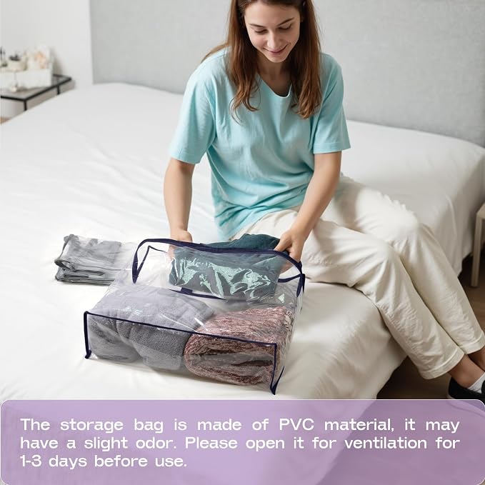 10 Pack Clear Storage Bags for Clothes, 22L Blanket Storage Bags, Under Bed - Image 7