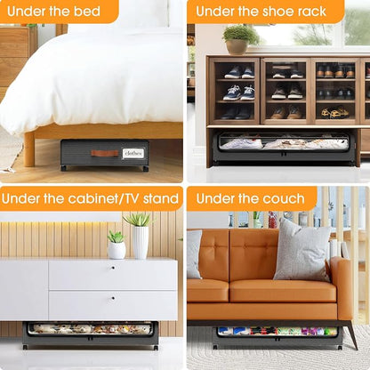 Under Bed Storage with Wheels 3Pack Storage Containers with Clear Window&Label - Image 7