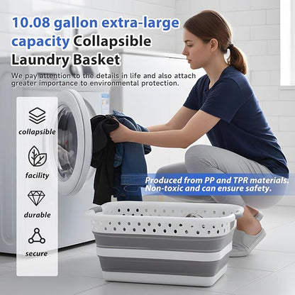 Monozuki Collapsible Plastic Laundry Basket 11.1 gallon Eco-recycled material - Image 2