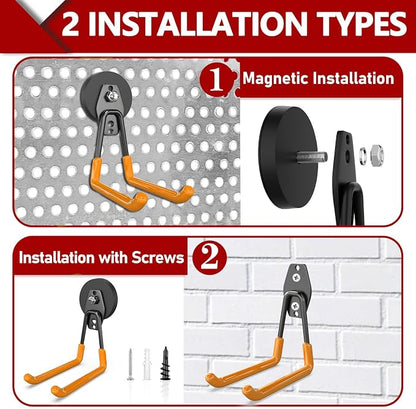 3-H Heavy Duty Magnet Garage Hooks 2 Pack, Extra Large Strong Magnetic Hooks - Image 2