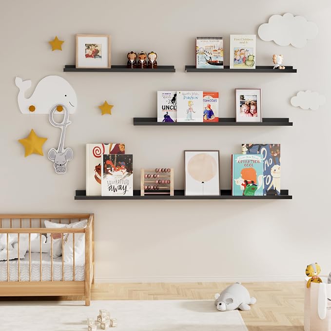 Fun Memories Picture Ledge Shelf, 24 Inch Floating Shelves Set of 2, Nursery - Image 7