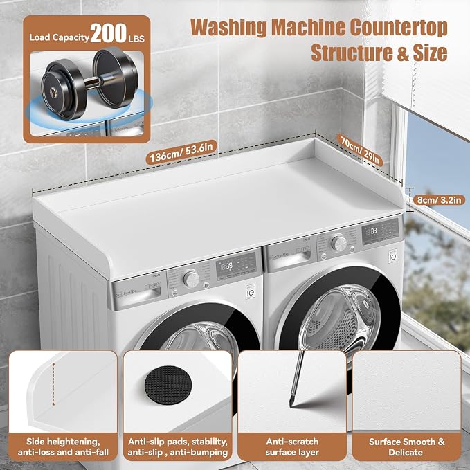 Washer Dryer Countertop, 27.5" D x 54" W Washer and Dryer Topper Covers - Image 3